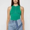 Woman Tops BODYSUITS Contrast Stitch Racer Bodysuit - Green