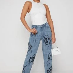 Woman Tops BODYSUITS Contrast Stitch Racer Bodysuit - White