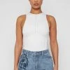 Woman Tops BODYSUITS Contrast Stitch Racer Bodysuit - White