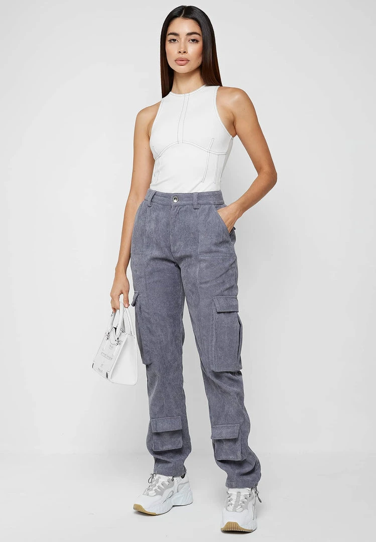 Woman Trousers CARGO PANTS & JOGGERS Corduroy Cargo Pants - Steel Blue