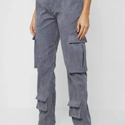Woman Trousers CARGO PANTS & JOGGERS Corduroy Cargo Pants - Steel Blue