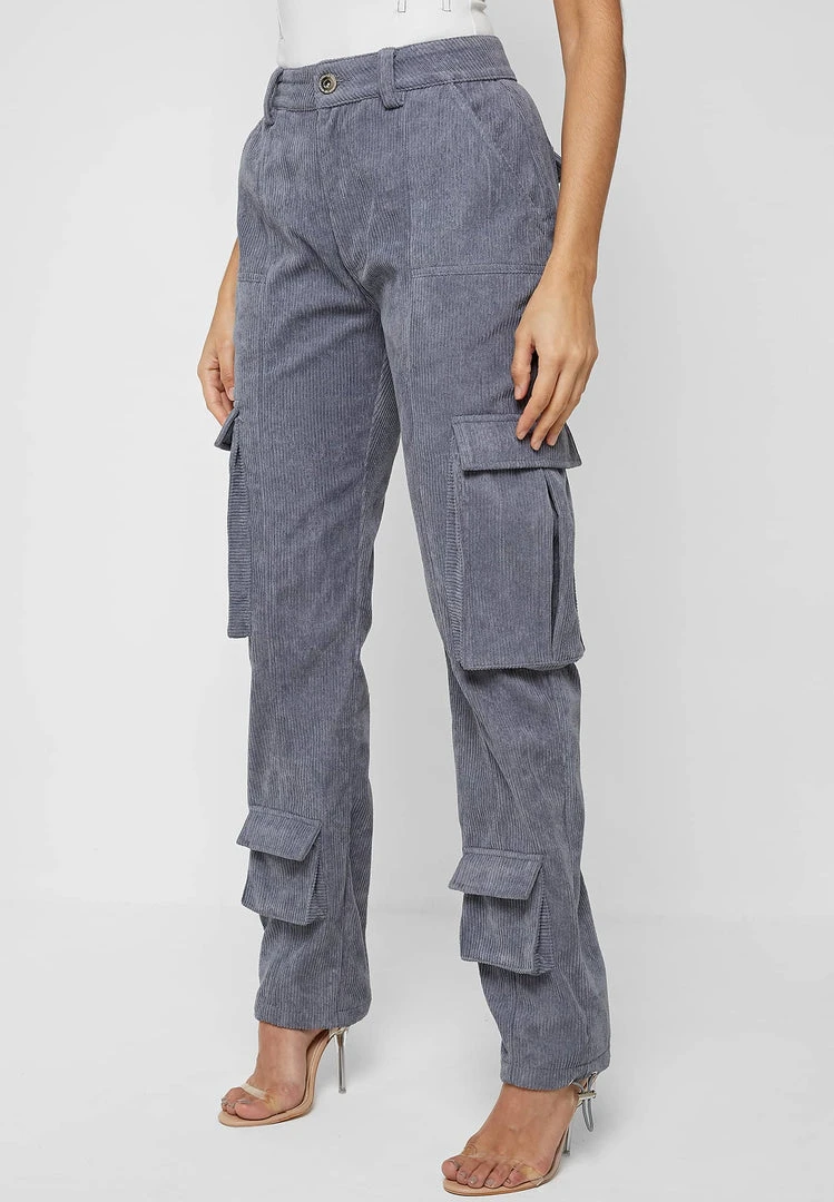 Woman Trousers CARGO PANTS & JOGGERS Corduroy Cargo Pants - Steel Blue