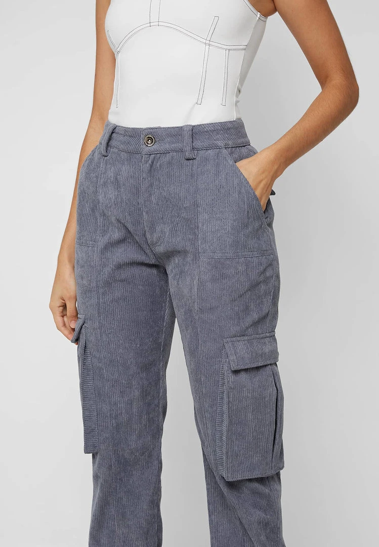 Woman Trousers CARGO PANTS & JOGGERS Corduroy Cargo Pants - Steel Blue