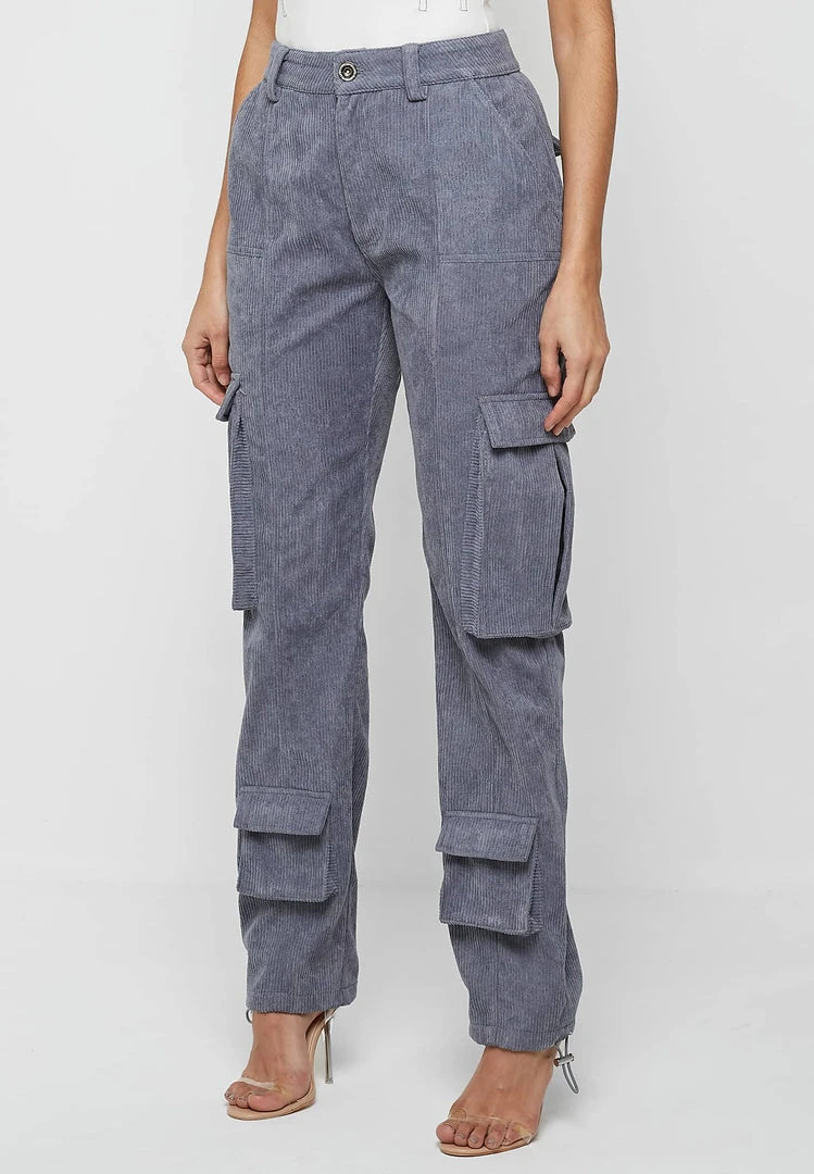 Woman Trousers CARGO PANTS & JOGGERS Corduroy Cargo Pants - Steel Blue