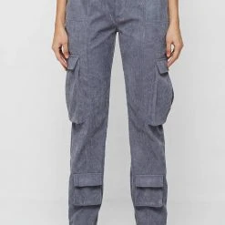 Woman Trousers CARGO PANTS & JOGGERS Corduroy Cargo Pants - Steel Blue