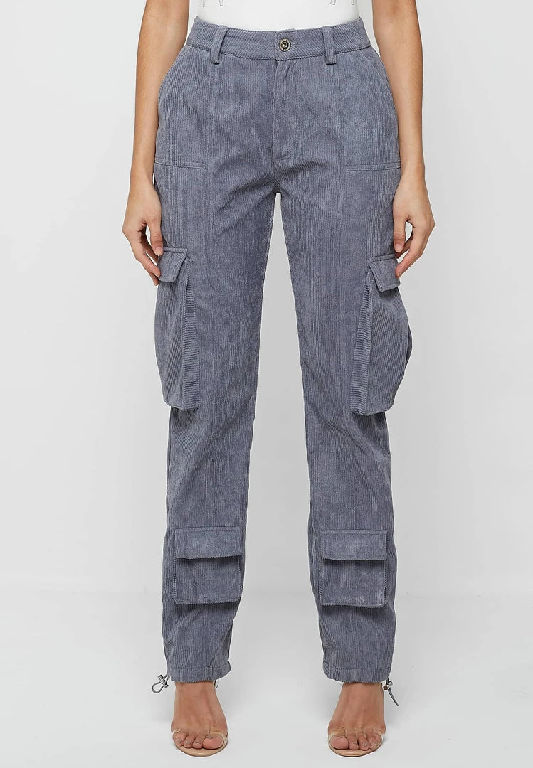 Woman Trousers CARGO PANTS & JOGGERS Corduroy Cargo Pants - Steel Blue
