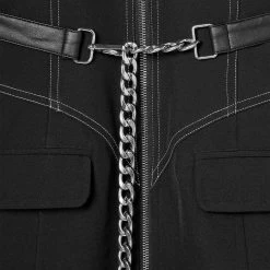 Woman Dresses Corset Blazer Dress With Chain - Black