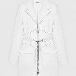 Woman Dresses Corset Blazer Dress With Chain - White