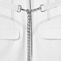 Woman Dresses Corset Blazer Dress With Chain - White