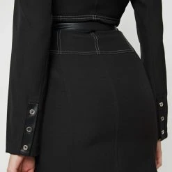 Woman Dresses Corset Blazer Dress With Chain - Black