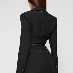 Woman Dresses Corset Blazer Dress With Chain - Black