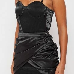 Woman Dresses Corset Dress With Detachable Skirt - Black