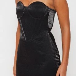 Woman Dresses Corset Dress With Detachable Skirt - Black