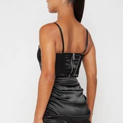 Woman Dresses Corset Dress With Detachable Skirt - Black