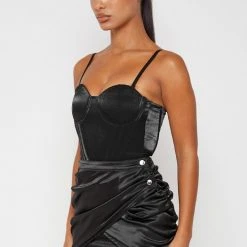 Woman Dresses Corset Dress With Detachable Skirt - Black