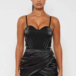 Woman Dresses Corset Dress With Detachable Skirt - Black