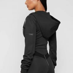 Woman Tracksuits Corset Hoodie - Black