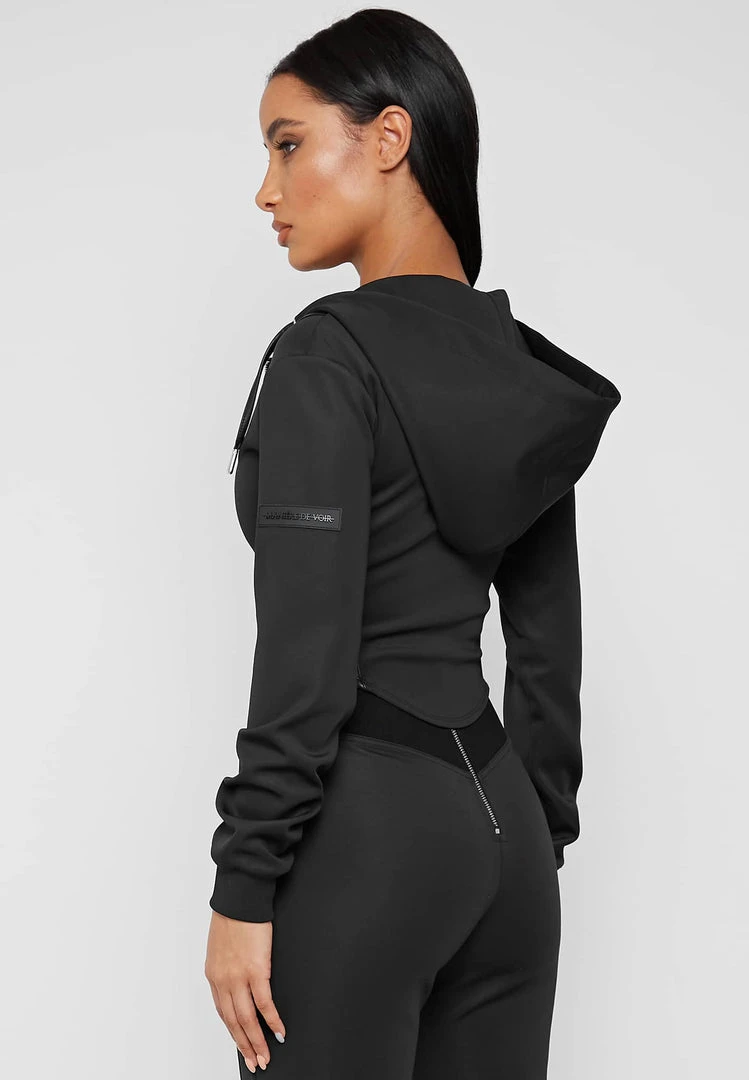 Woman Tracksuits Corset Hoodie - Black