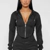 Woman Tracksuits Corset Hoodie - Black