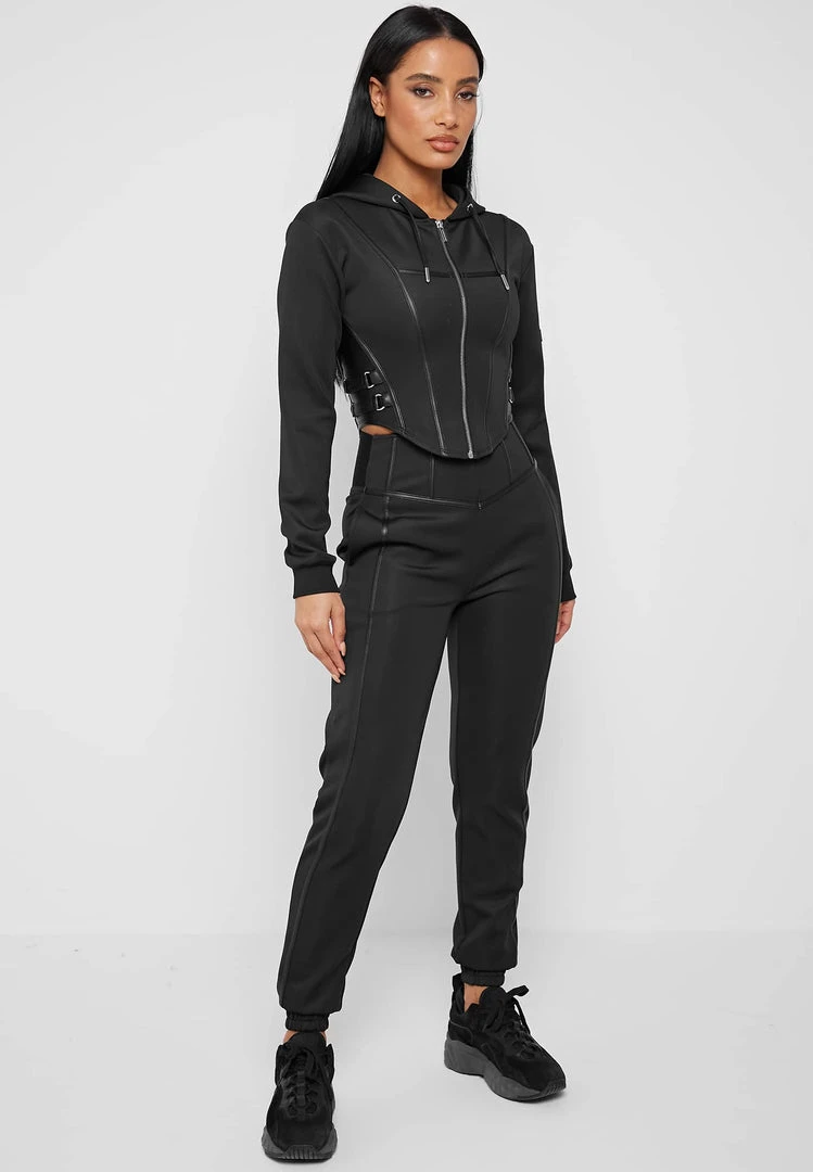 Woman Tracksuits Corset Joggers - Black