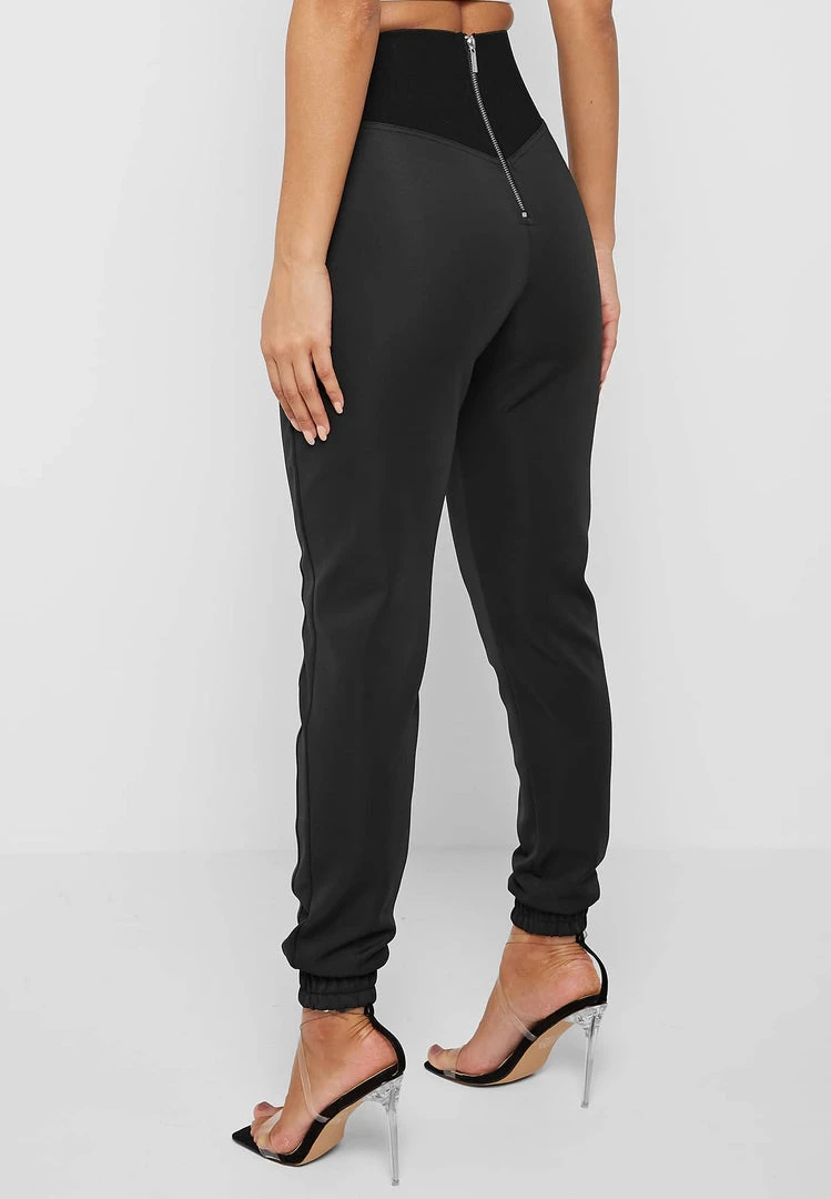 Woman Tracksuits Corset Joggers - Black