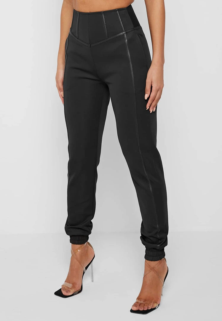 Woman Tracksuits Corset Joggers - Black