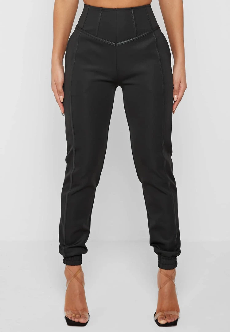 Woman Tracksuits Corset Joggers - Black