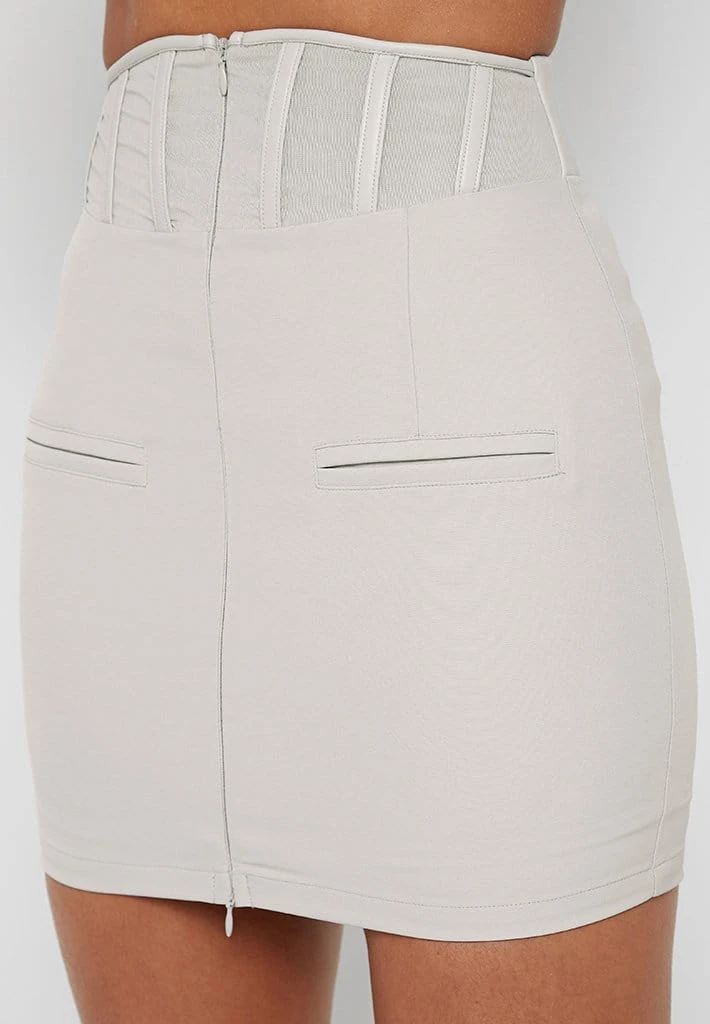 Woman Skirts CO-ORDS Corset Waist Mini Skirt - Stone