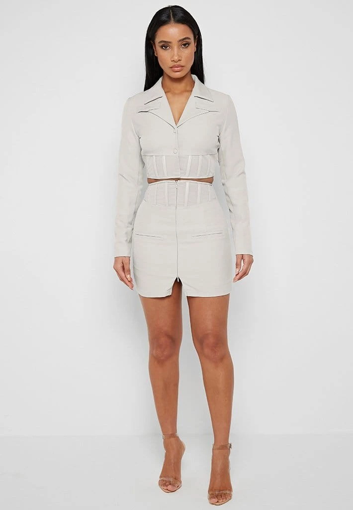 Woman Skirts CO-ORDS Corset Waist Mini Skirt - Stone