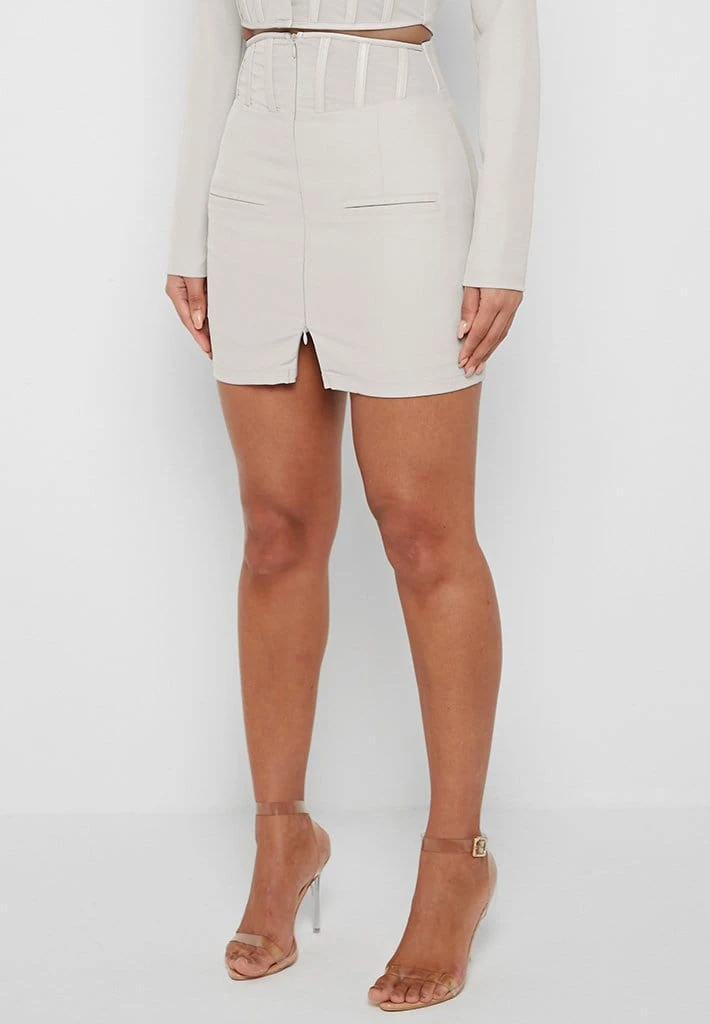 Woman Skirts CO-ORDS Corset Waist Mini Skirt - Stone