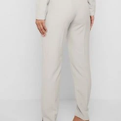 Woman Trousers Corset Waist Tailored Trousers - Stone
