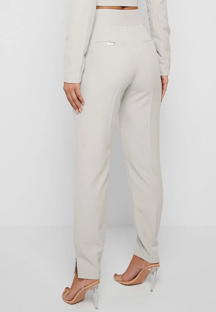 Woman Trousers Corset Waist Tailored Trousers - Stone