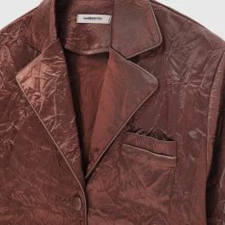 Woman Shirts Crinkled Satin Shirt - Brown