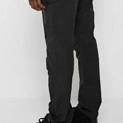 Man Tracksuit Bottoms Crinkled Nylon Cargo Pants - Black