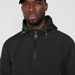 Man Tracksuit Tops Crinkled Nylon Overhead Jacket - Black