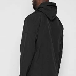 Man Tracksuit Tops Crinkled Nylon Overhead Jacket - Black