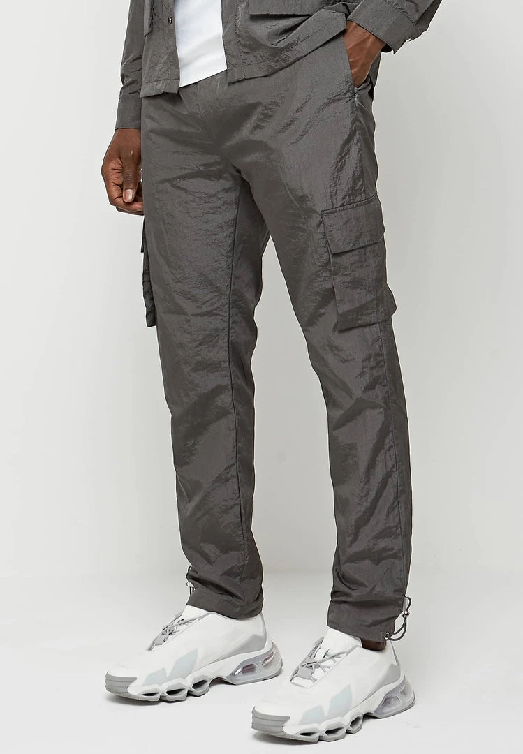 Man Casual Trousers Crinkled Nylon Pant - Grey