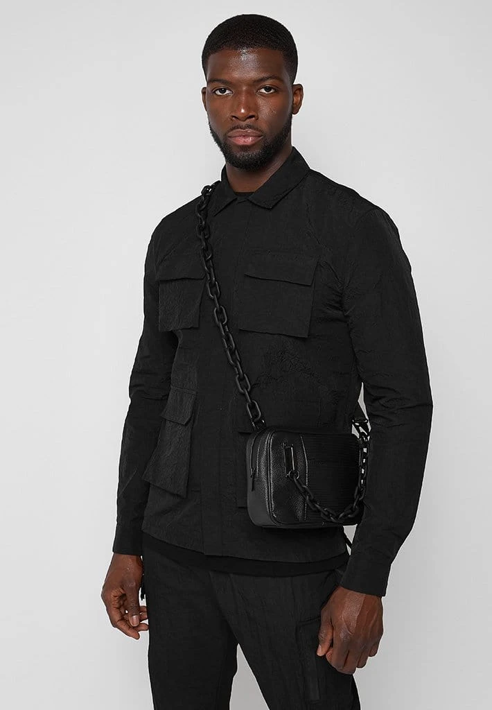 Man Shirts CO-ORDS Crinkled Nylon Shirt - Black