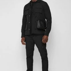 Man Shirts CO-ORDS Crinkled Nylon Shirt - Black