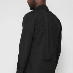 Man Shirts CO-ORDS Crinkled Nylon Shirt - Black