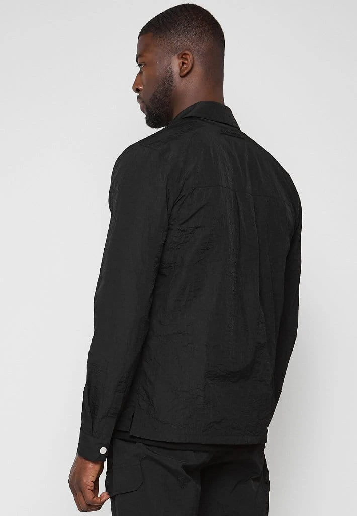 Man Shirts CO-ORDS Crinkled Nylon Shirt - Black