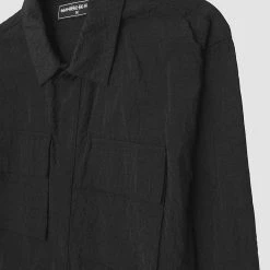 Man Shirts CO-ORDS Crinkled Nylon Shirt - Black