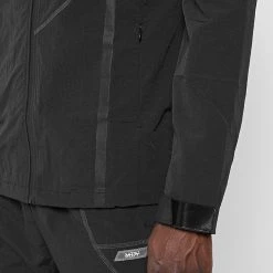 Man Tracksuit Tops Crinkled Nylon Taped Track Jacket - Black TRACKSUITS