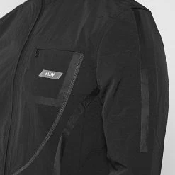 Man Tracksuit Tops Crinkled Nylon Taped Track Jacket - Black TRACKSUITS