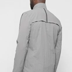 Man Tracksuit Tops Crinkled Nylon Taped Track Jacket - Ice Grey