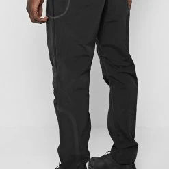 Man Tracksuit Bottoms Crinkled Nylon Taped Track Pants - Black