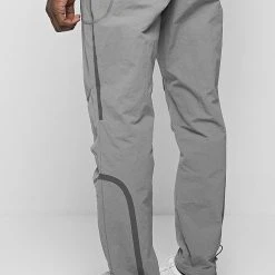 Man Tracksuit Bottoms Crinkled Nylon Taped Track Pants - Ice Grey