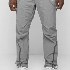 Man Tracksuit Bottoms Crinkled Nylon Taped Track Pants - Ice Grey