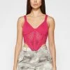 Woman Tops Crochet Knit Corset Top - Pink