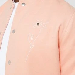 Man Jackets Crochet Flower Varsity Jacket - Pink